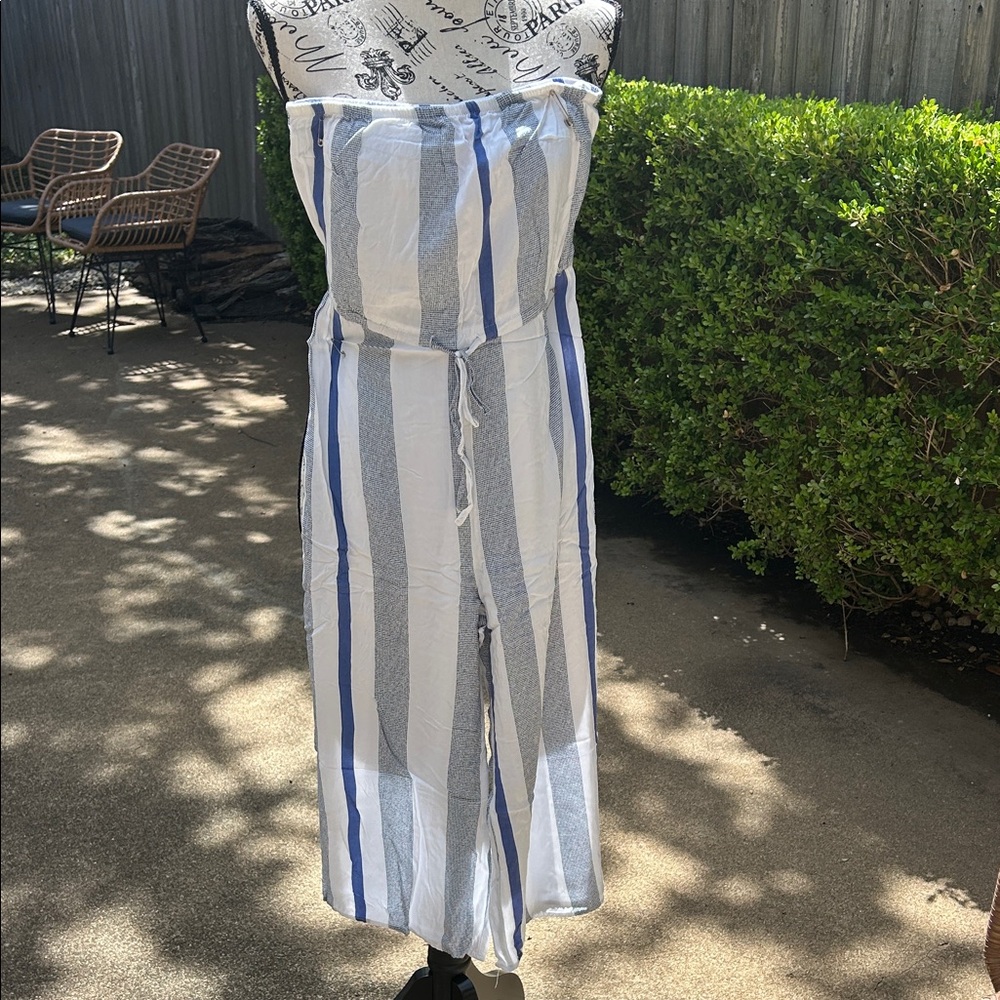 Cotton On Blue and White Striped Jumpsuit